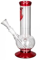 Amsterdam Bouncer Glasbong 14,5er - Bowl - Rot/Klar mit Wappen - H 21 cm D40 mm WS 3 mm