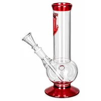 Amsterdam Bouncer Glasbong 14,5er - Bowl - Rot/Klar mit Wappen - H 21 cm D40 mm WS 3 mm