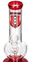 Amsterdam Bouncer Glasbong 14,5er - Bowl - Rot/Klar mit Wappen - H 21 cm D40 mm WS 3 mm
