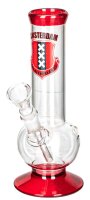 Amsterdam Bouncer Glasbong 14,5er - Bowl - Rot/Klar mit Wappen - H 21 cm D40 mm WS 3 mm