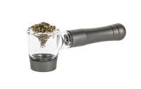 Metallpfeife Hammer "Super Heroes" mit Glaskopf L 10,5 cm - Grau