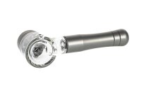Metallpfeife Hammer "Super Heroes" mit Glaskopf L 10,5 cm - Grau