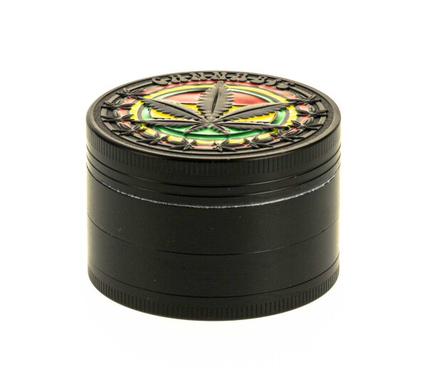 Pollinator Grinder "Rasta Hanfblatt" D 50 mm - Schwarz