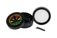 Pollinator Grinder "Rasta Hanfblatt" D 50 mm - Schwarz