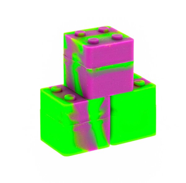 Silikondose "Legostein" 3x3 cm Farbe: Lila/Grün