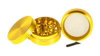 Black Leaf - Alugrinder + Pollinator/Sieb 4tlg. D 50 mm H 40 mm, CNC, Gold