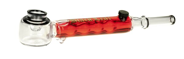 Black Leaf Glaspfeife/Glasvaporizer 2tlg. - L 15 cm Farbe: Rot/Blau - ink. Glassieb