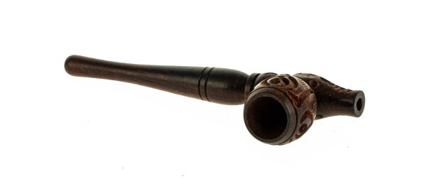 Purpfeife 10 cm geschnitzt mit Kickloch, Kopf schraubbar