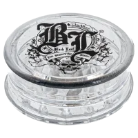 Acrylgrinder mit Magnet und Kräuterfach "Black Leaf transparent"