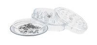 Acrylgrinder mit Magnet und Kräuterfach "Black Leaf transparent"