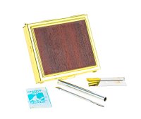 Nasen Set H 7 x 6 x 1,5 cm Eckig Gold mit Holz im Deckel