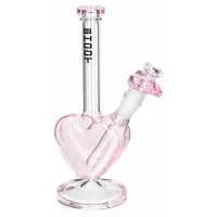 GHODT Glasbong 18,8er auf 14,5er - Herz Bong - H 21 cm - Pink