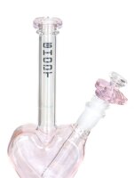 GHODT Glasbong 18,8er auf 14,5er - Herz Bong - H 21 cm - Pink