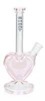 GHODT Glasbong 18,8er auf 14,5er - Herz Bong - H 21 cm - Pink