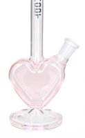 GHODT Glasbong 18,8er auf 14,5er - Herz Bong - H 21 cm - Pink
