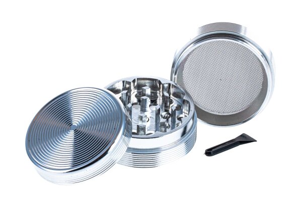 Metallgrinder "Ripped" Pollinator/Sieb H 37 mm D 45 mm - Silber