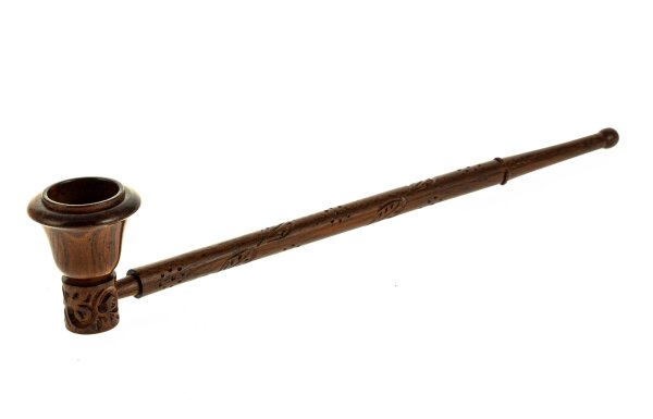 Purpfeife aus Rosenholz geschnitzt L 27 cm steckbar