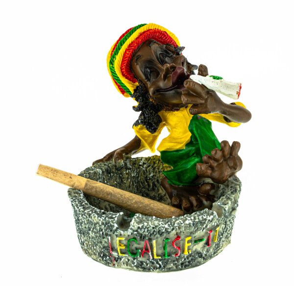 Rasta Aschenbecher "Rastaman mit Wanne" H 10,5 cm