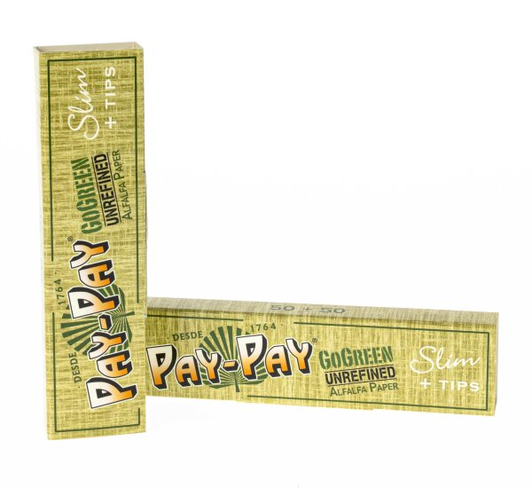 Pay-Pay GoGreen - unbleached - King Size Slim + 50 Blättchen + 50 Filtertips