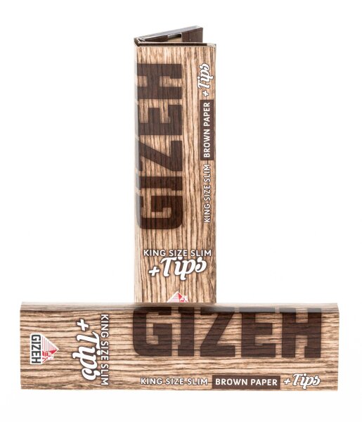 GIZEH Brown - King Size Slim - 34 Blättchen + 34 Filtertips