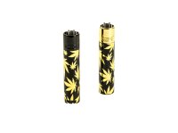 Clipper Feuerzeug aus Metall - Gold Leaves (Hanfblätter Gold)