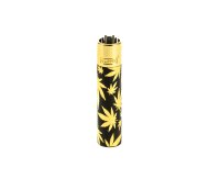 Clipper Feuerzeug aus Metall - Gold Leaves (Hanfblätter Gold)