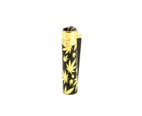 Clipper Feuerzeug aus Metall - Gold Leaves (Hanfblätter Gold)