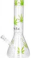 Black Leaf Glasbong 14,5er - Old School Hanfblätter Aufdruck (Erlenmeyer) - H 45 cm D 124/50 mm WS 3 mm