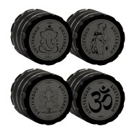 Grace Glass Pollinator Grinder - Ganesha, Om, Shiva Logo - Schwarz - D 50 mm
