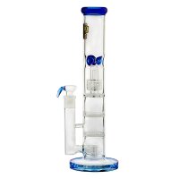 Thug Life Glasbong 18,8er - 4x Percolator (Honeycomb, Showerhead) - H 36 cm D51 mm - Blau - ICE
