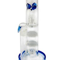 Thug Life Glasbong 18,8er - 4x Percolator (Honeycomb, Showerhead) - H 36 cm D51 mm - Blau - ICE