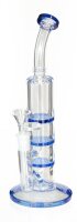 Heisenberg Glasbong 18,8er - DUDE 2x HoneyComb 1x Cutter-Percolator - H 27 cm D 40/17 mm WS 4 mm - Blau