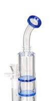 Heisenberg Glasbong 18,8er - DUDE 2x HoneyComb 1x Cutter-Percolator - H 27 cm D 40/17 mm WS 4 mm - Blau