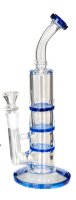 Heisenberg Glasbong 18,8er - DUDE 2x HoneyComb 1x Cutter-Percolator - H 27 cm D 40/17 mm WS 4 mm - Blau