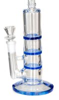 Heisenberg Glasbong 18,8er - DUDE 2x HoneyComb 1x Cutter-Percolator - H 27 cm D 40/17 mm WS 4 mm - Blau