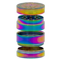 Grace Glass Pollinatorgrinder 4tlg. - Rainbow Hanfblatt+Amsterdam Schriftzug - D 40 mm H 35 mm