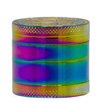 Grace Glass Pollinatorgrinder 4tlg. - Rainbow Hanfblatt+Amsterdam Schriftzug - D 40 mm H 35 mm