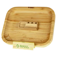 G-Rollz - Rolling Tray aus Bambus - 20x16 cm - Rechteckig Mini - mit Bauunterlage ink. Blättchen