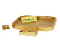 G-Rollz - Rolling Tray aus Bambus - 20x16 cm - Rechteckig Mini - mit Bauunterlage ink. Blättchen