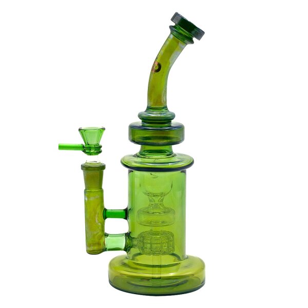 Grace Glass Glasbong 14,5er - Barrel Series Green - Matrix Percolator - H 25 cm - Grün