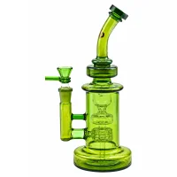 Grace Glass Glasbong 14,5er - Barrel Series Green - Matrix Percolator - H 25 cm - Grün