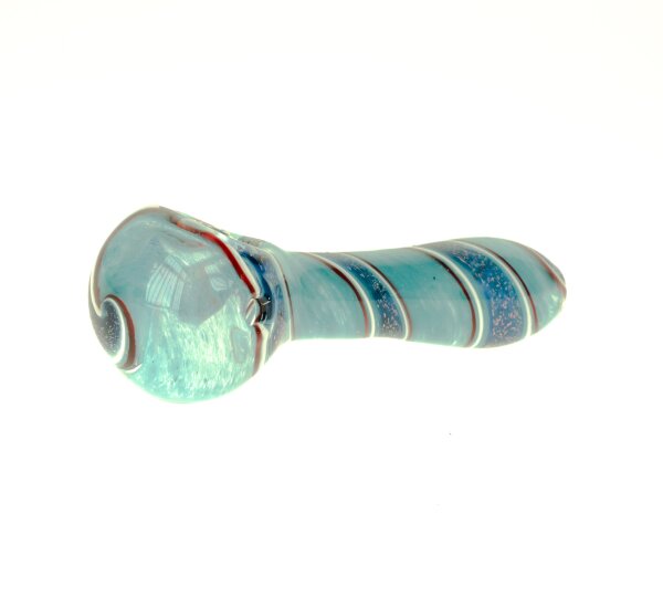G-Spot Glaspfeife 9 cm hellblau mit blau/glitzer Verzierung Nr.43
