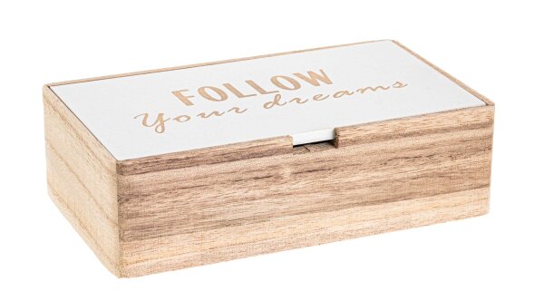 Holzbox mit Deckel "Follow your dreams" 10x17x5 cm