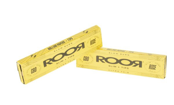 ROOR - Rice - King Size Slim - 32 Blättchen + 32 Filtertips - CBD infused vegan acacia Gummierung