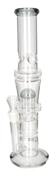 Black Leaf Glasbong 18,8er - 1x Baum-Percolator + Honeycomb - H 38,5 cm D 64/50 mm WS 3 mm - Grau - ICE