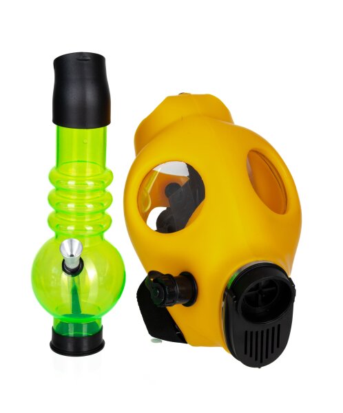 Heisenberg - Gasmaske/Bongmaske - Acrylbong H 26 cm D 35/60 mm - Maske H 25 cm B:17 cm Kunststoff+ Silik