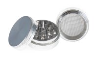 Alugrinder mit Pollinator/Sieb CNC D 50 mm H 36 mm - 4-part - Silber