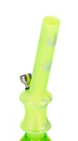 Acrylbong - mit intigriertem Grinder - Dreamliner H 20 cm D 2,0 cm - Grün mit Hanfblättern