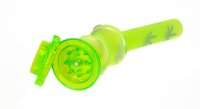 Acrylbong - mit intigriertem Grinder - Dreamliner H 20 cm D 2,0 cm - Grün mit Hanfblättern