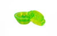 Acrylbong - mit intigriertem Grinder - Dreamliner H 20 cm D 2,0 cm - Grün mit Hanfblättern
